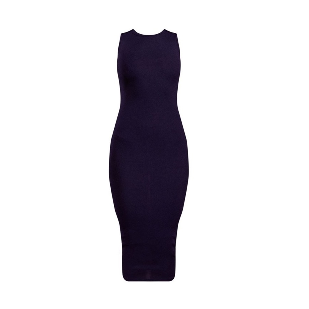 Navy Ribbed Midi Dress - Picture 4 of 5